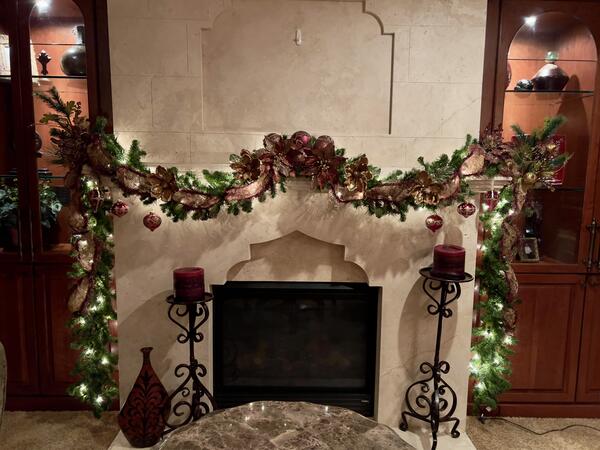 Mediterranean Fireplace — Burgundy & Copper