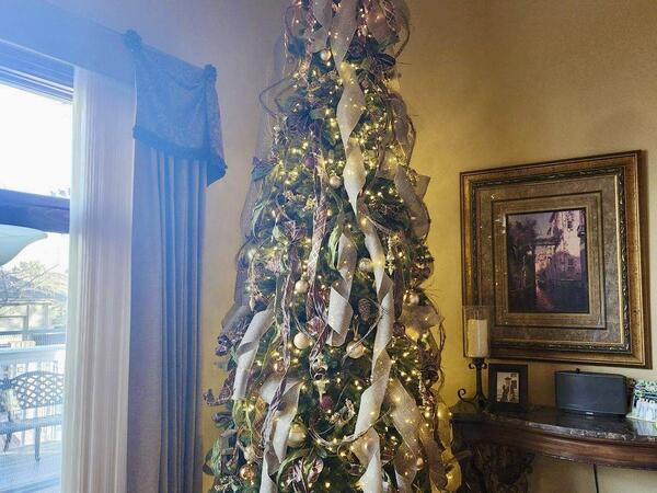Silver & Cream Tree — Formal Living Room